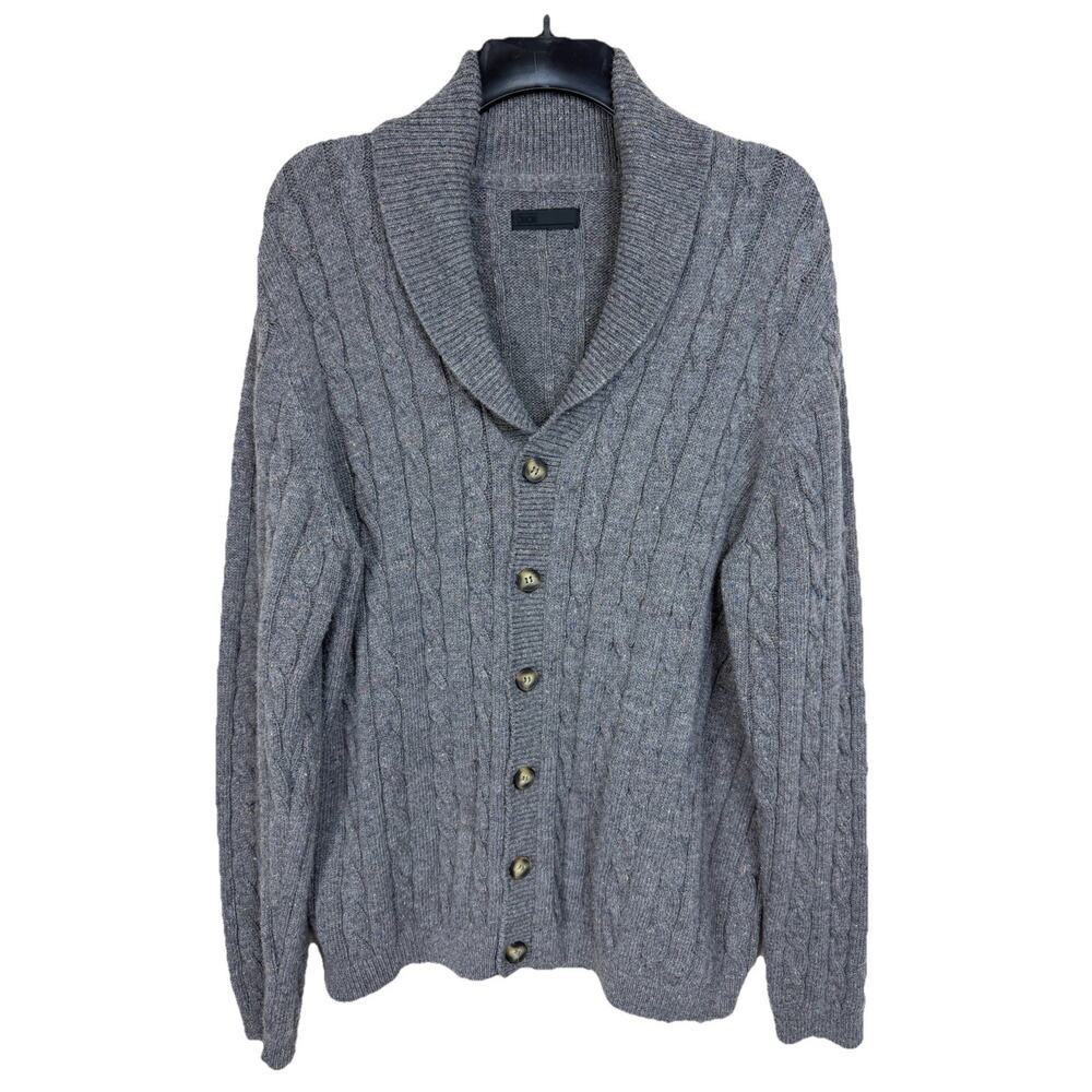 Men's‎ ASAO Sweater Sz XL Button Up Shawl Collor Cable Knit Wool Blend